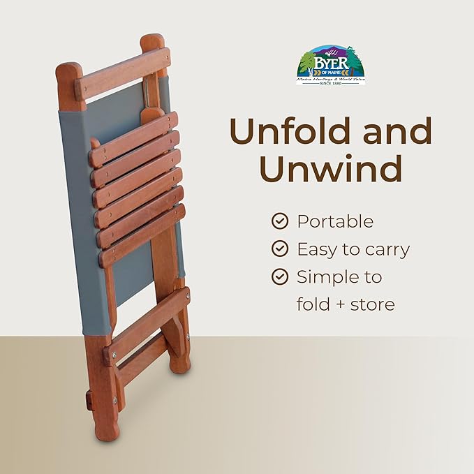 BYER OF MAINE Pangean Lounger Chair – Portable, Lightweight, Foldable Wood and