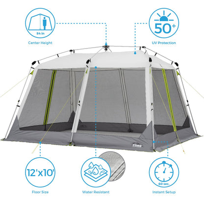 CORE 12'x10' Instant Screen House with Footprint and Tent Kit