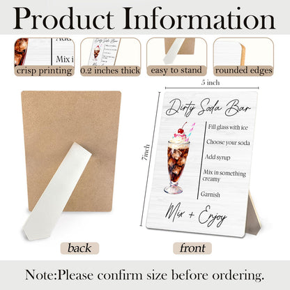 ERYBHKRTYH Dirty Soda Bar Sign - Dirty Soda Bar Supplies, Baby Bridal Shower Decorations, Signature Drinks Sign Wedding, 5x7 Inch