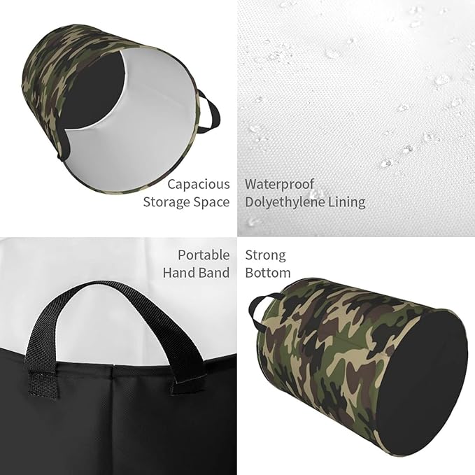 Green Camouflage Laundry Hamper Bag