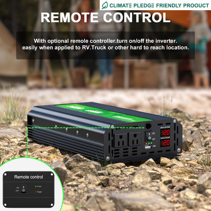 3000W Power Inverter 12V DC to 110V/120V AC Converter, 6000W Peak, LCD Display & Remote Control, Dual AC Outlets & 3.4A USB Port for RV, Truck, Solar System, Emergency Backup, Camping & Off-Grid Power