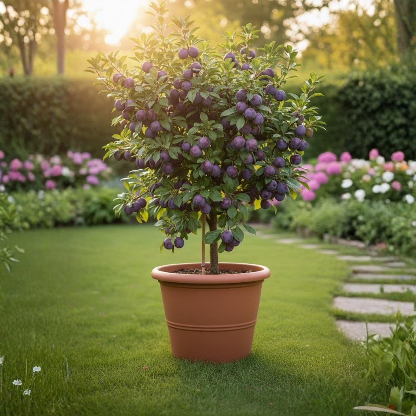 Red Plum Tree Live Plant 2-3 Feet Tall, Sweet, Juicy Fruit Tree for Garden or Patio, Hardy, Winter Dormant, Bareroot No Leaves