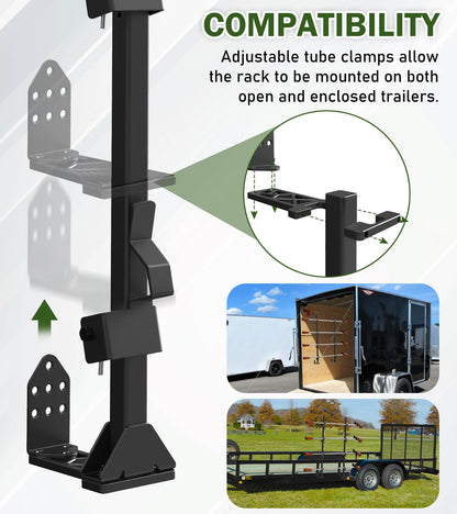 ELITEWILL 4 Place Weedeater Rack for Open/Enclosed Trailers and 5 Gallon Water Containers Mount Holder, Lockable 20L Water Storage Bracket