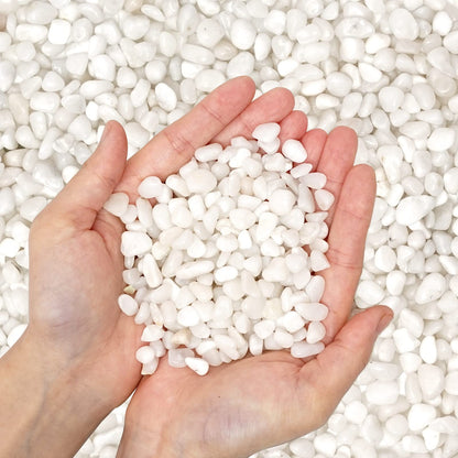 Natural Polished Decorative White Pebbles - Small Stones 3/8" Gravel Size,River Rocks Pebbles for Plants, Home DIY Decor,Aquarium Gravel,Vase Fillers,Fairy Garden,Landscaping Outdoor Stones.