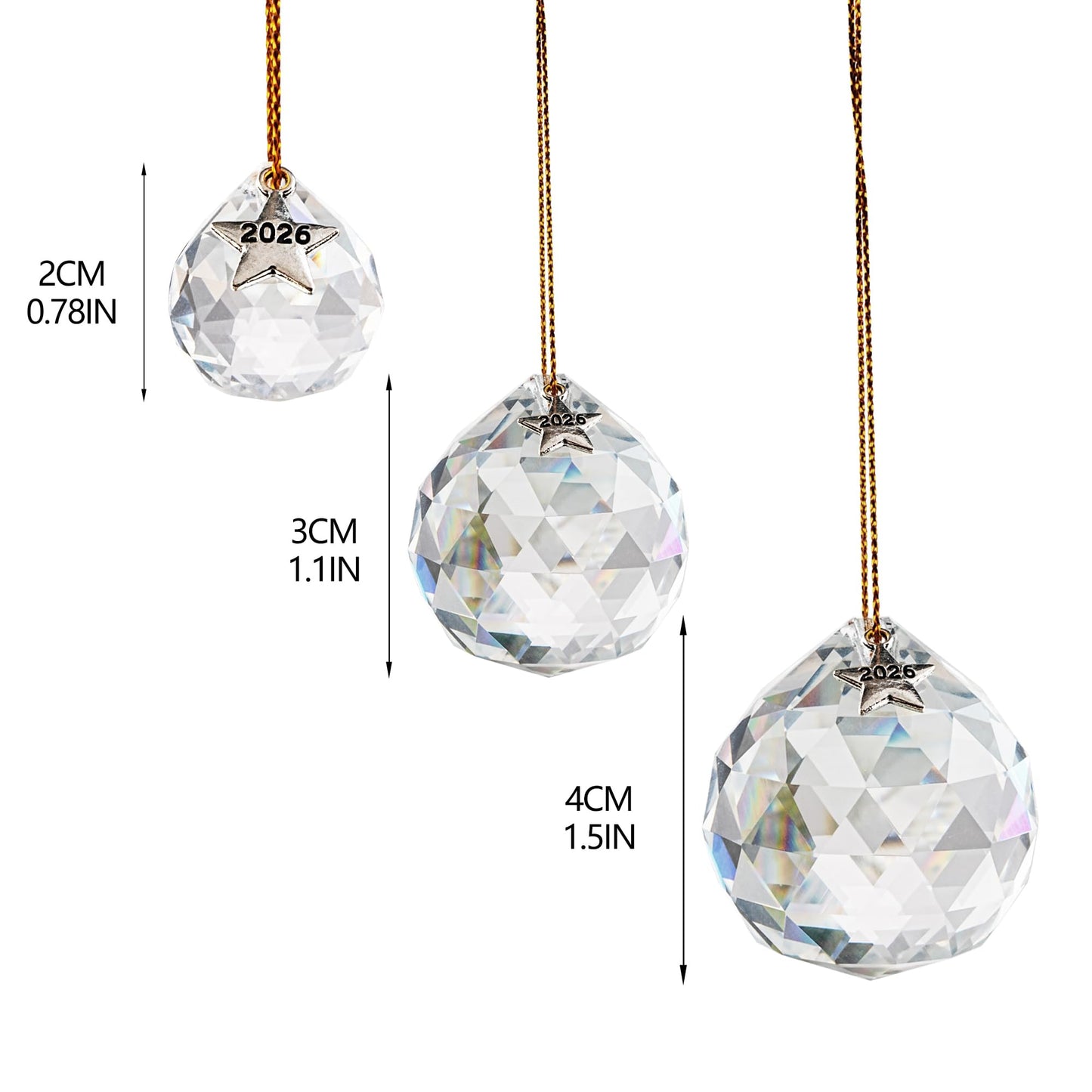 LOULIQIGIFT 13pcs 2026 Crystal Ball Hanging Ornaments Chandelier Crystals