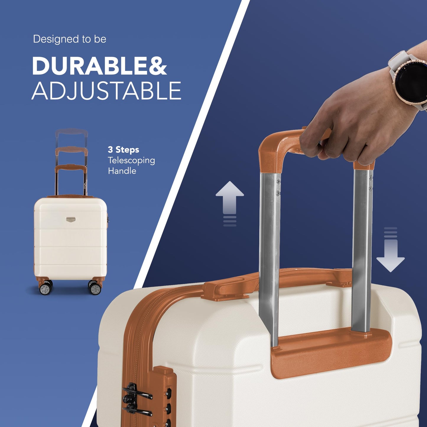 LUGG 15 Inch Jetset Lightweight Travel Cabin Bag Carry On Approved Suitcase ABS Shell Protection Water Resistant & Safe Locking System Easyjet Free Under seat Luggage (45x33x20cm)