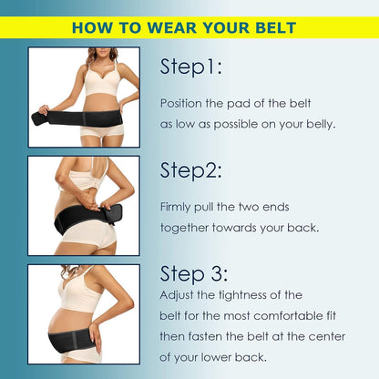 ChongErfei Pregnancy Belly Band Maternity Belt Back Support Abdominal Binder Back Brace - Relieve Back, Pelvic, Hip Pain for Pregnancy Recovery (Black, One Size)