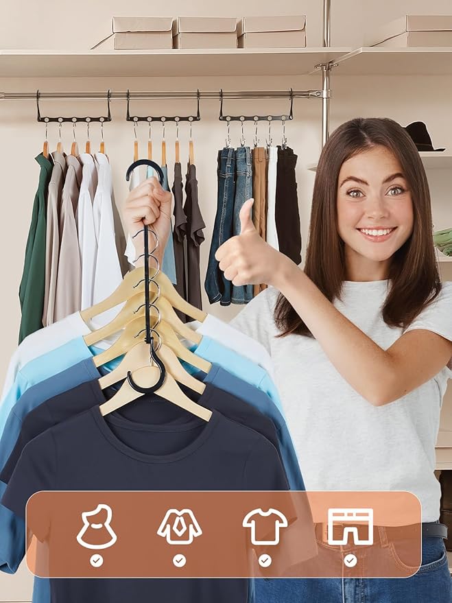 HOUSE DAY Space Saving Hangers, 8 Pack, Collapsible Closet Organizer, Smart