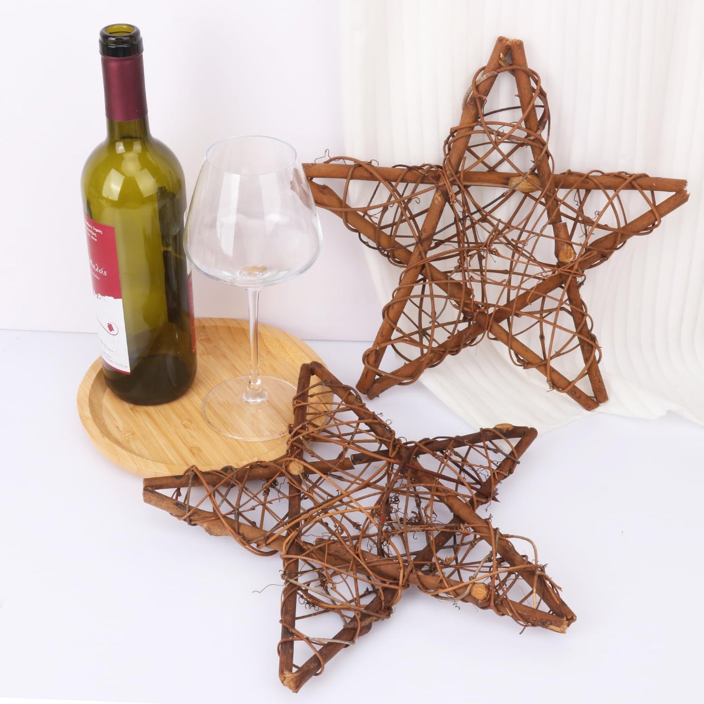 KUKLIPJIM 8 Pcs 12 Inch Star Shaped Natural Grapevine Wreath Set, Hand-Woven Vine Branch Wreaths for DIY Crafts, Christmas Decorations, Home & Event Styling
