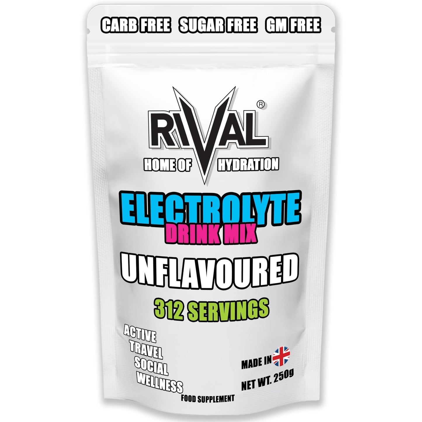 312 Servings Electrolyte Powder 250g Unflavoured add to Flavour Drink of Your Choice, Sugar Free, Zero Sweetener, Vegan, Keto Friendly, Snake Diet Fasting Salts - Made in The UK Scoop Included