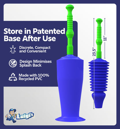 Luigi's World's Best Toilet Plunger - Plunger Toilet Unblocker Heavy Duty - Plungers for Unblocking - Unique Strongest Unblocker Tool - Plungers for Unblocking - Clog Remover Tool