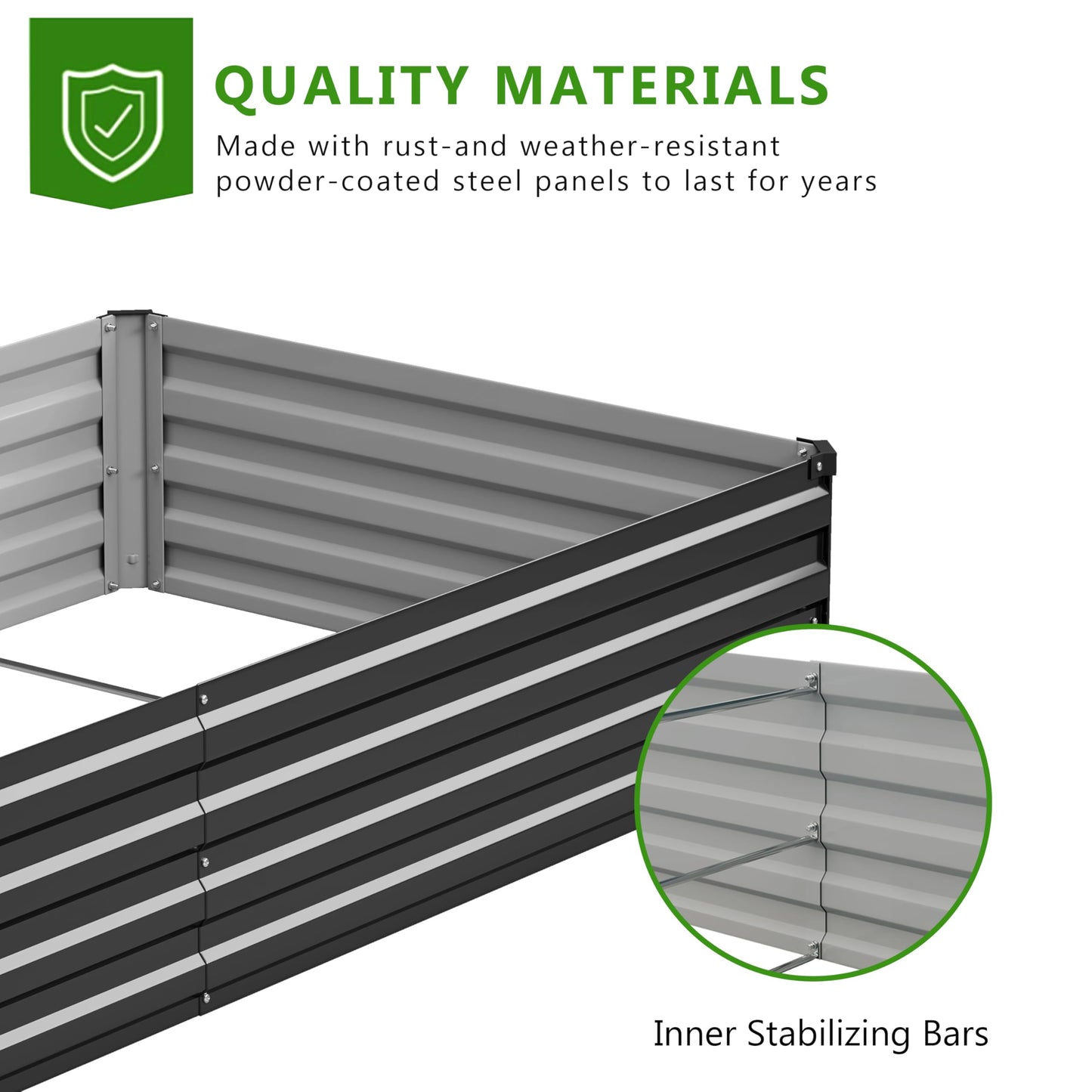 Easllre 2PCS 10x3x1ft Galvanized Raised Garden Bed,Outdoor Planter Box Metal Patio Kit Planting Bed for Vegetables Flowers Herb,Black