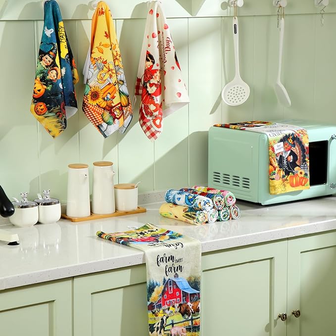 12 Pcs Seasonal Kitchen Towels Set