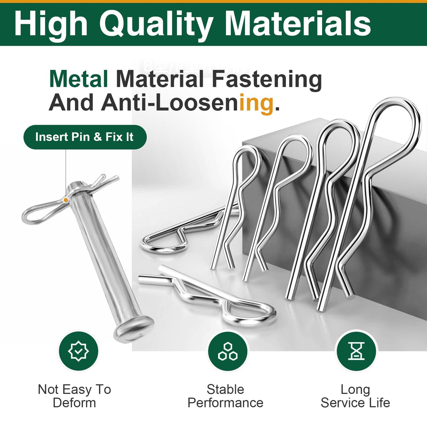 20Pcs Cotter Pins R Clips, Stainless Steel Hitch Pin Clips for Trailer, Tractor, and Automotive Repair, M3x65mm