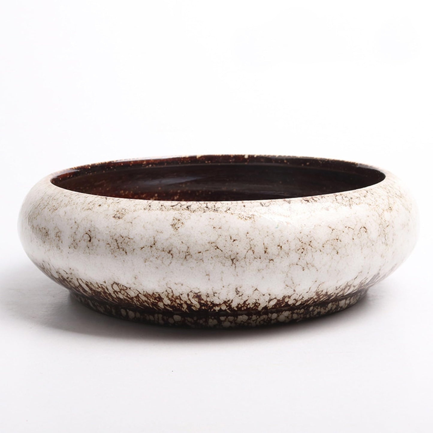 ABCISI Ceramic Succulent Pots: 7.3 inch Large Shallow Planter, Bonsai Pots Succulent Planters with Drainage Hole, Round Glazed Garden Decorative Cactus Flower Plant Container Bowl (White)