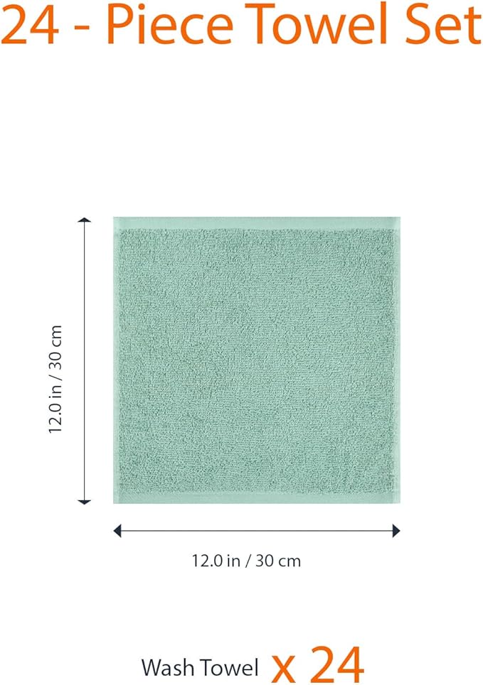 Amazon Basics Washcloth for Bathroom, 100% Cotton Extra Absorbent, Fast Drying