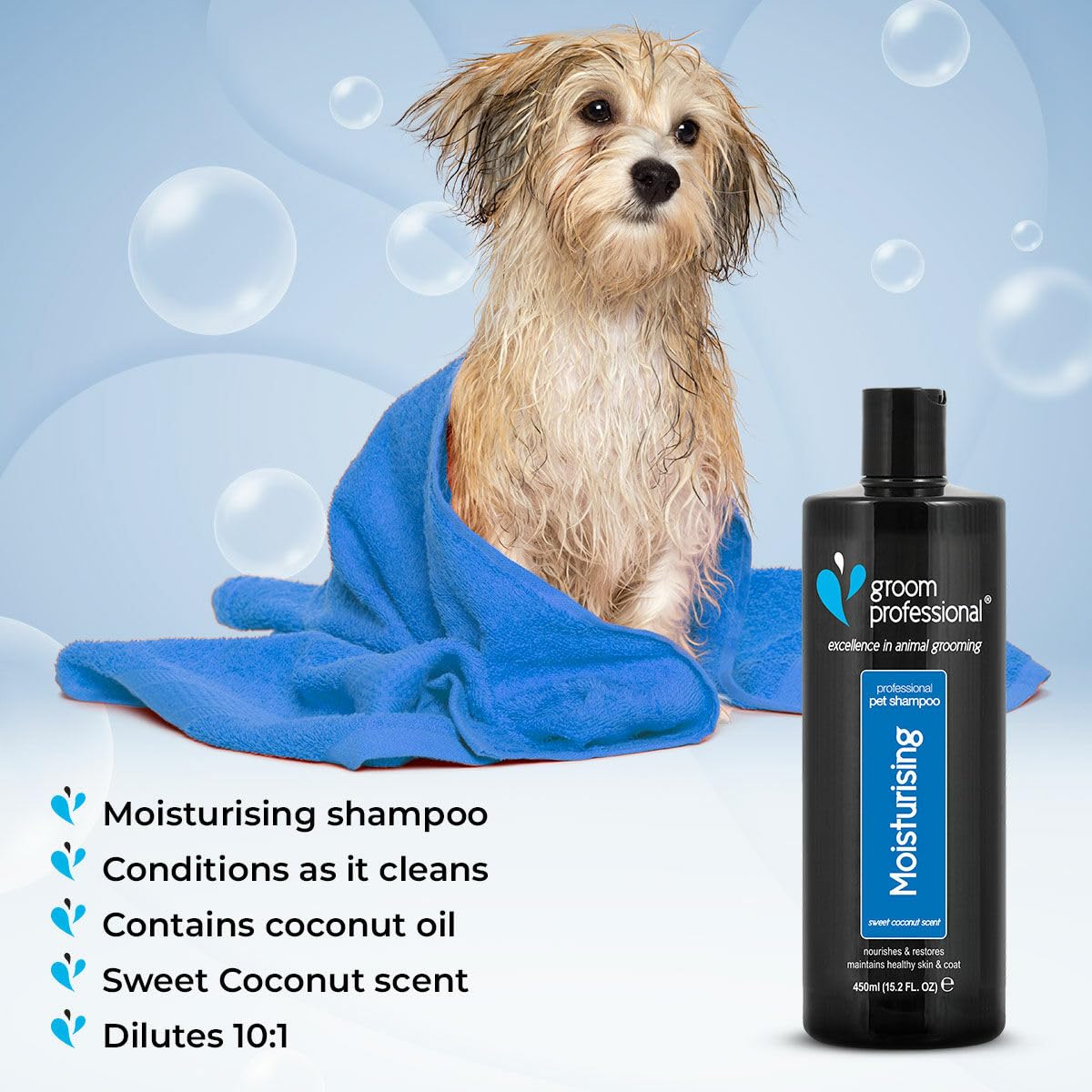GROOM PROFESSIONAL Coconut Moisturising Dog Shampoo for Itchy Skin - Soothing for Dry Itchy Skin - Reduces Skin Irritation - Coconut Oil to Condition Coat & Remove Dandruff - Gentle for Puppies, 4L