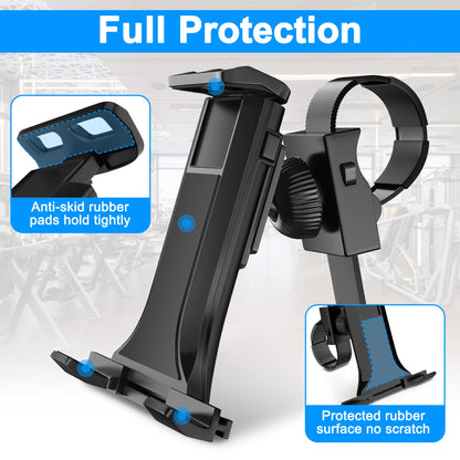 AboveTEK Universal Handlebar Mount for iPad, Indoor Cycling Bike iPad/iPhone Mount – Anti-Shock 360 Degree 3.5” to 12” Expandable Pole Strap Phone Holder for Gym, Treadmill, Spin Bike, Elliptical