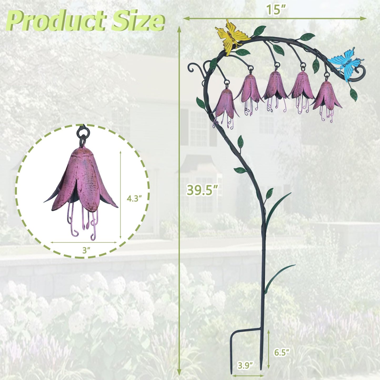 AIHAOKAN 39.5" H Metal Flower Garden Stakes Outdoor Decor,Retro Decorative Garden Stakes,Metal Yard Art for Garden,Patio & Yard Decor.