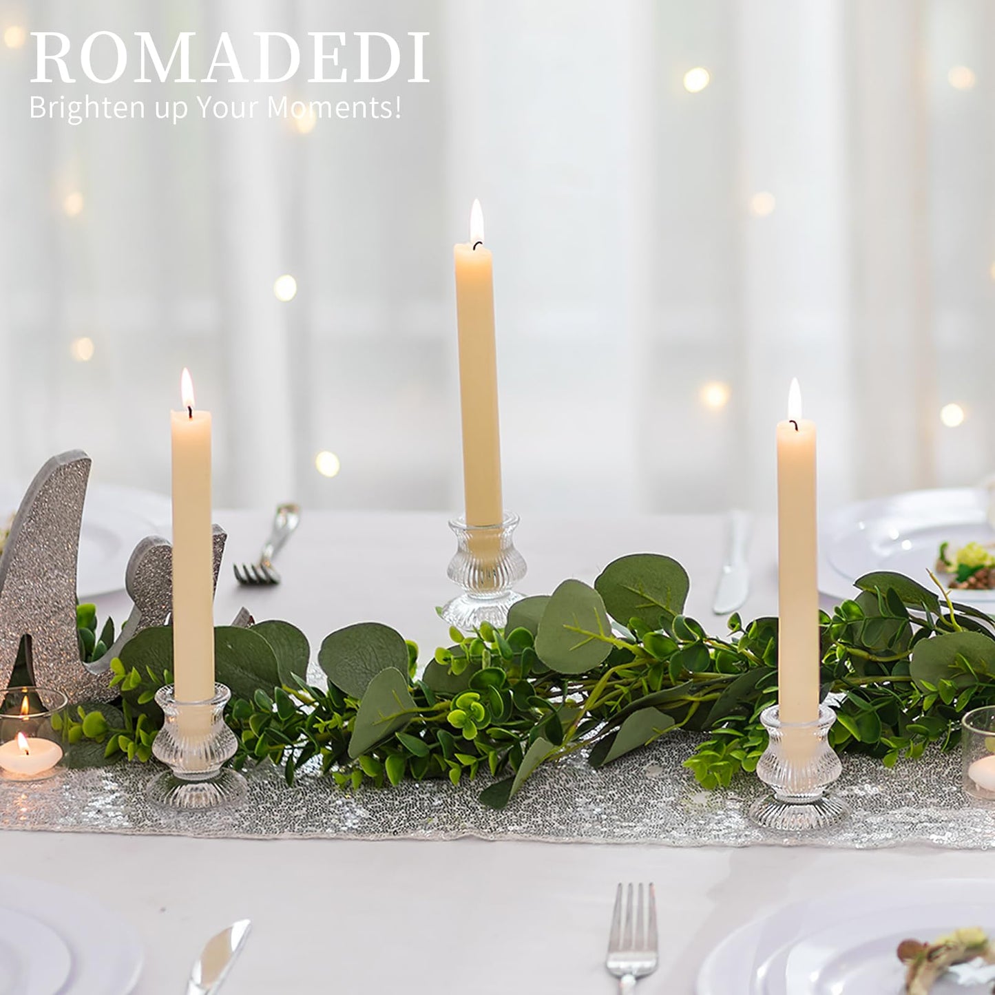 Romadedi Glass Candle Holder for Candlestick - 20 Pcs Clear Small Tapered Candle Holder Decor Bulk Wedding Table Centerpiece for Candle Sticks Christmas Party Living Room Dinner Advent