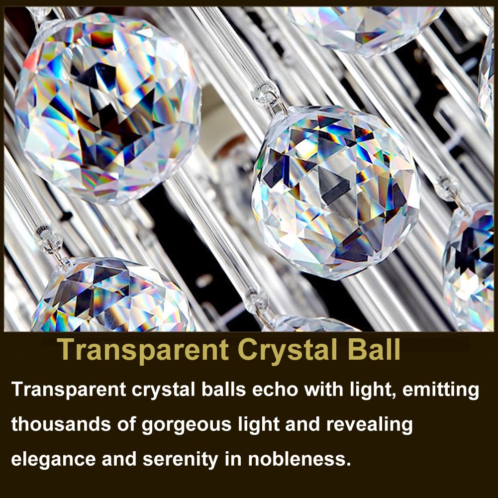 Fushing 20pcs Crystal Glass Ball Chandelier Prisms Pendants Parts Beads (30mm, Clear)
