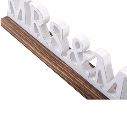 Sintosin Rustic Mrs and Mrs Wedding Decor Sign for Table 16 Inch, Handmade Distressed White Wooden LGBT Signs for Home Decor, Farmhouse Lesbian Wedding Reception Decorations Valentine