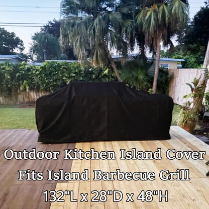 Sbaqurizz Stone Patio Grill Island Cover Waterproof 132 Inch Outdoor Kitchen Island BBQ Grill Cover for Heavy Duty Stainless Steel Outdoor Kitchen Set