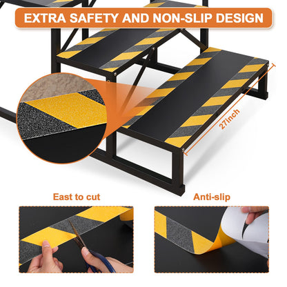 Kinchoix 3 Step RV Stairs, Hot Tub Steps, Outdoor Spa Step Ladder with Handrail,Portable Economy 5th Wheel Stair for Travel Trailer, Motor Home, Camper and Porch with Non-Skid Tapes