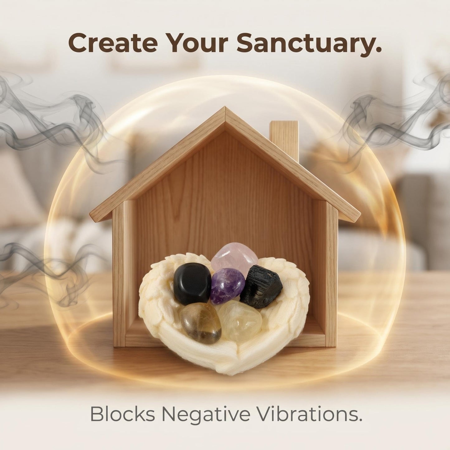 Home Protection Crystal with Angel Wing Tagua Nut Tray Housewarming Gift