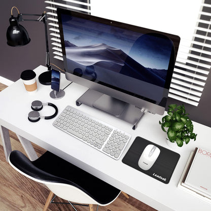 LeadsaiL Wireless Keyboard and Mouse Set, Wireless USB Mouse and Compact Computer Keyboards Combo, QWERTY UK Layout for HP/Lenovo Laptop and Mac-Silver