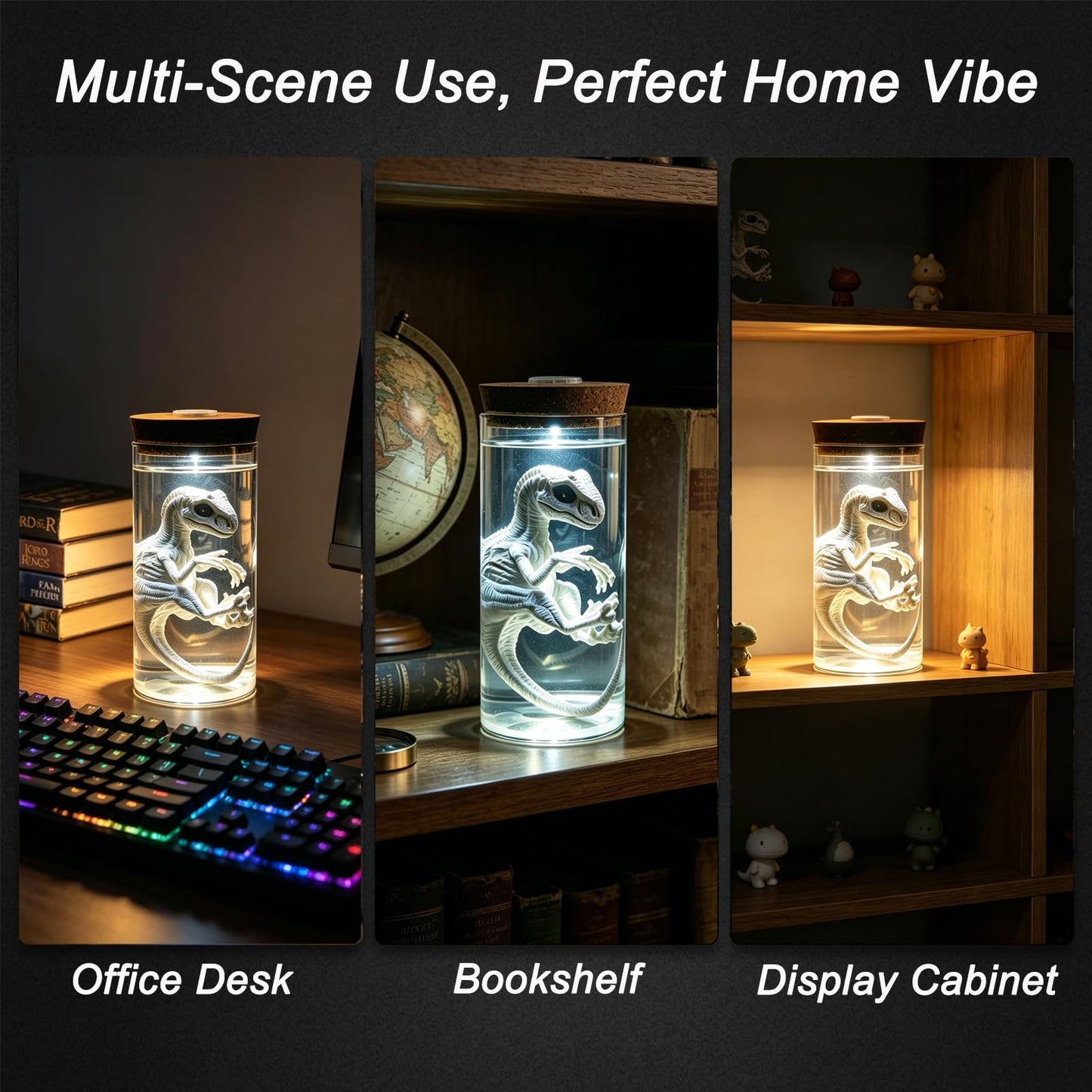 ARTOMIDE Dinosaur Table Lamp Night Light, Creative LED Ambient Lamp, Unique Collectible Figurine Ornament, Perfect Home Bedroom Office Decor & Gift for Dinosaur Lovers（Velociraptor）