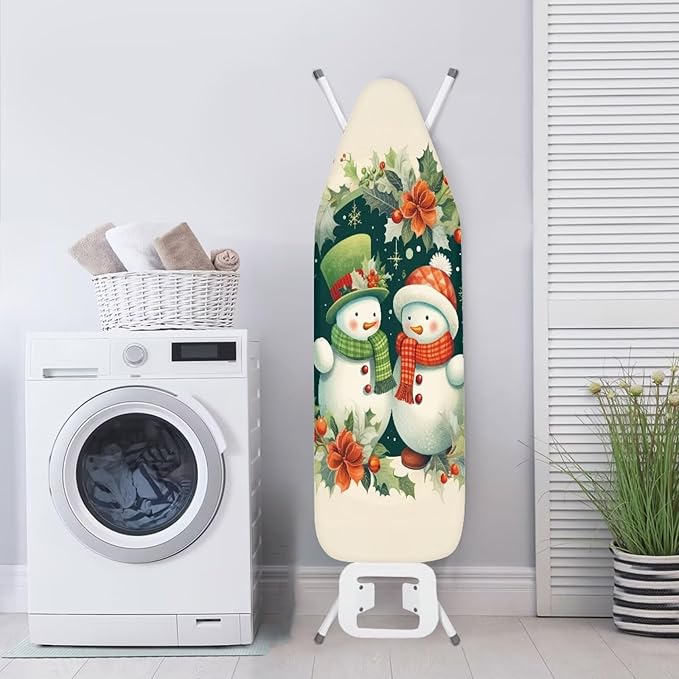 ZDCUSTOM Couple Snowman Ironing Board Cover, Merry Christmas Non Stick Scorch