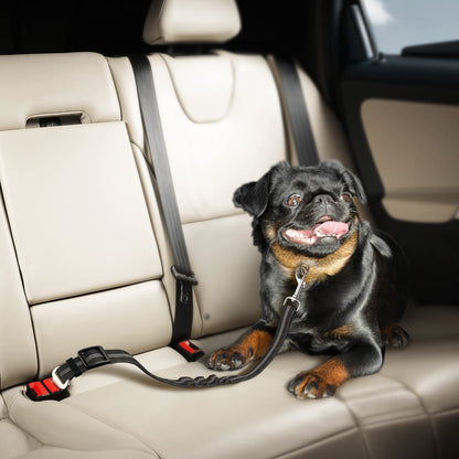 2 Pack Dog Seat Belt for Cars UK, Dog Car Harness, Heavy Duty, Double Layer, Elastic, Adjustable Safety Pet Seat Belt (Black).