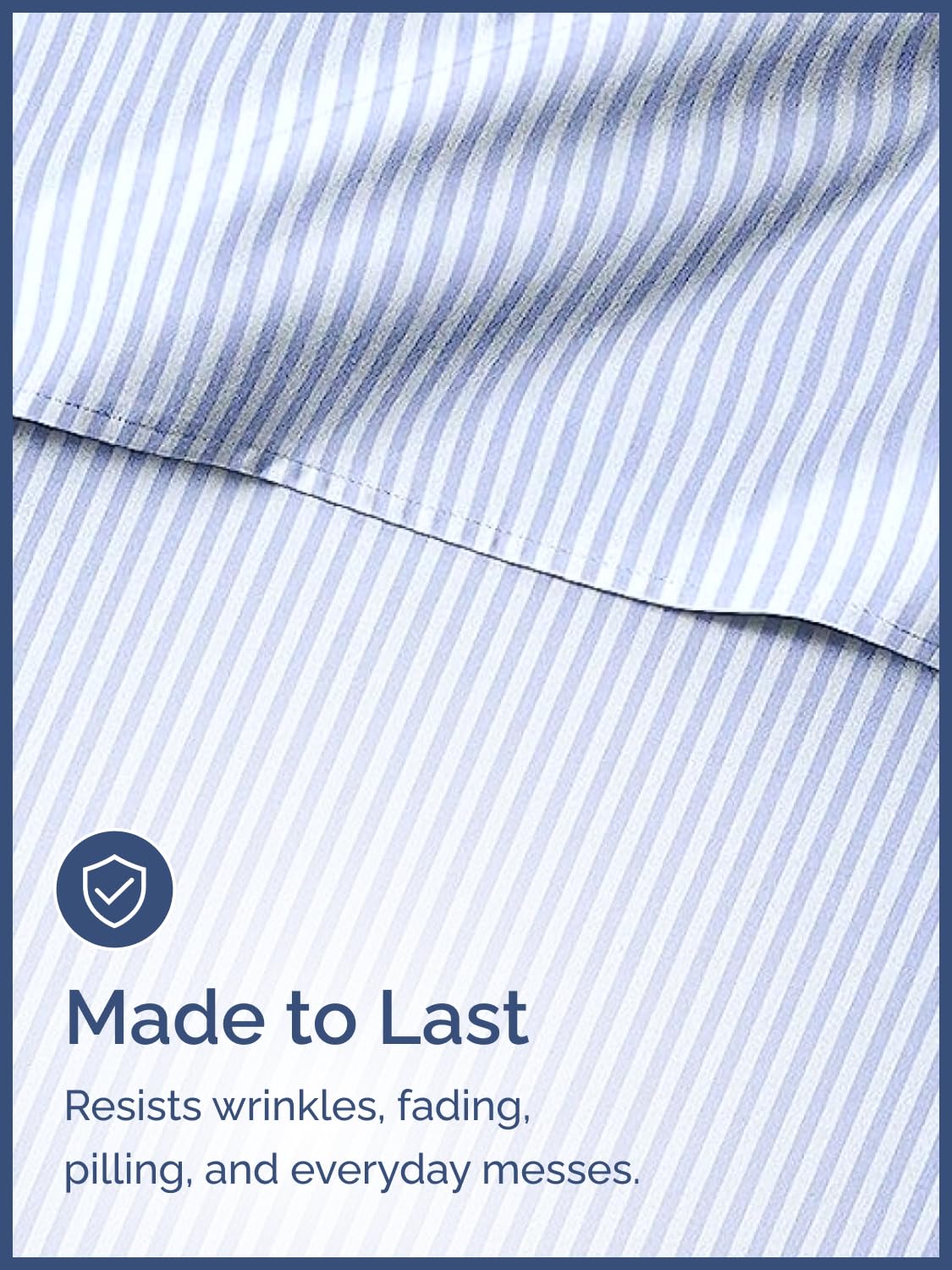 Kids Twin Size Bed Sheet Set - 3 Piece Kids Loft Bed Sheets - Blue Striped Nautical Themed Bedding - Soft, Cute and Cozy - Breathable & Machine Washable - Sky Bed Set for Boys, Girls, Teens & Toddlers
