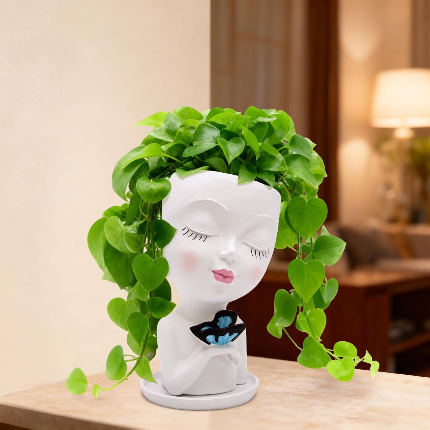 Toparad Cute Face Planter Pot for Indoor Outdoor, Smily Resin Flower Head Pots for Plants with Drainage Hole, Unique Succulent Spider Plant Pots Gift IdeaI for Mothers Day Appreciation Christmas
