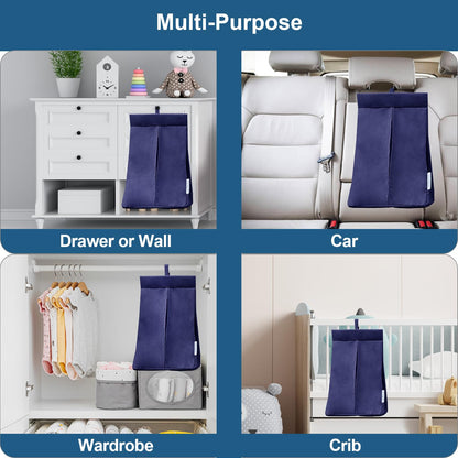 SPRINGSPIRIT Diaper Stacker Caddy Organizer Easy Access & Dustproof Portable Hand Free Diaper Holder for Adults or Nursery, Machine Washable Navy