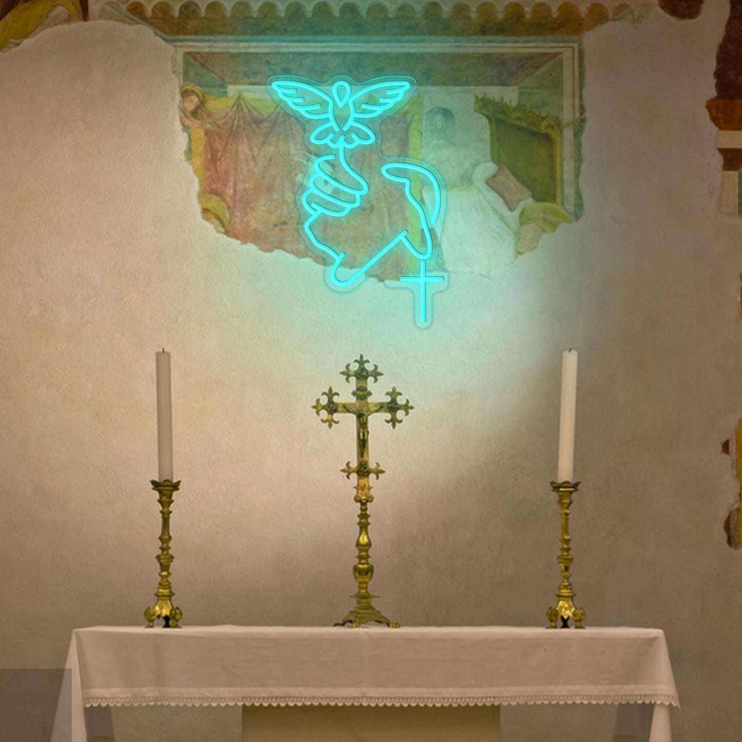 Peace Dove Neon Sign LED Christian Jesus Light Up Sign Cross Neon Light for Wall Decor Prayer Room Art Religious Home Easter Decorations