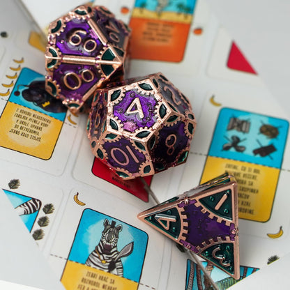 UDIXI Metal Dice Set D&D, 7PCS Metal DND Dice Steampunk Gear D and D Dice for Dungeons and Dragons Role Playing Games and Other Tabletop Game (Purple)