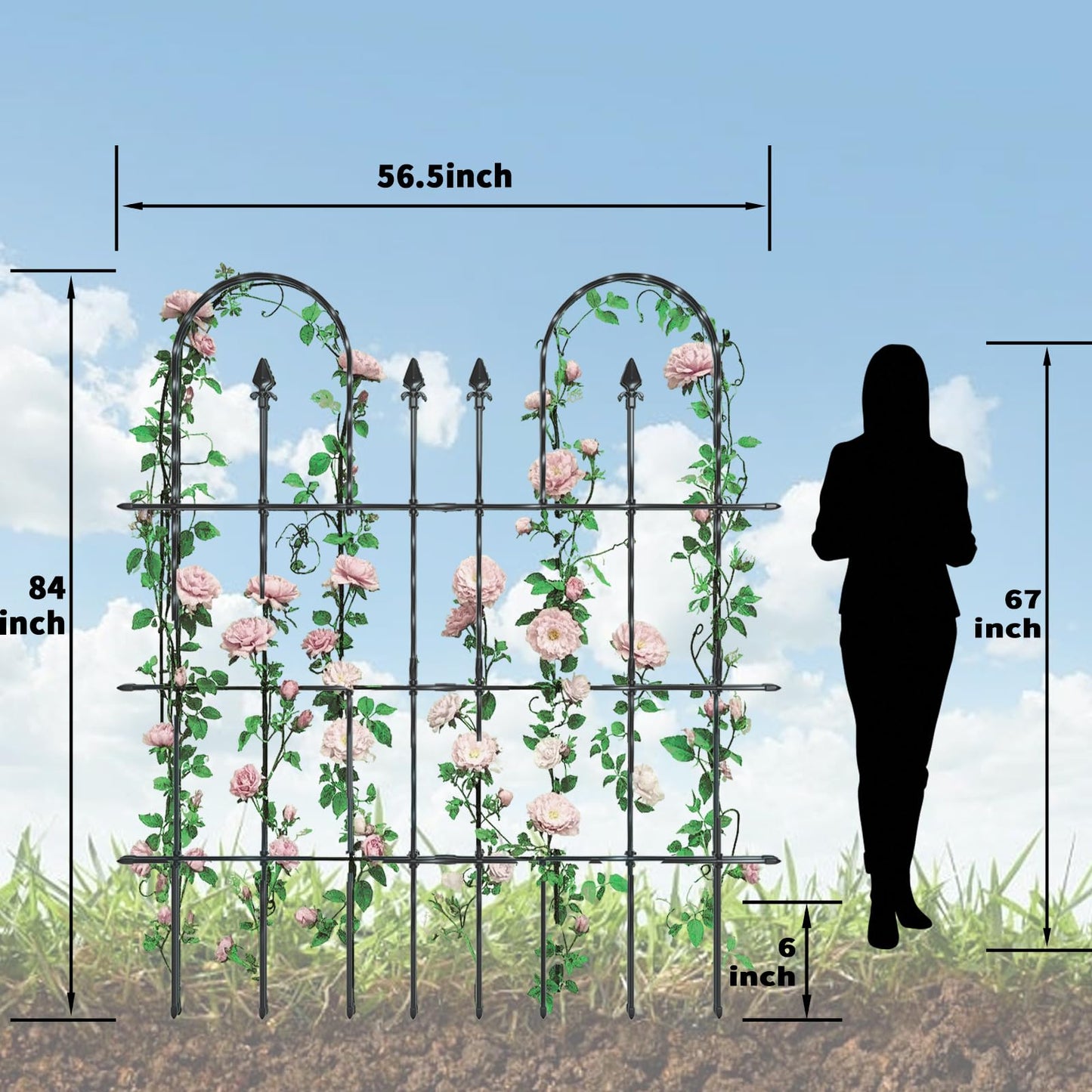 BUKLIYN Garden for Climbing Plants - Trellis for Climbing Plants Outdoor for Vines Plant Fresh Flower Vegetable Support, Plant Trellis Outdoor:82.5"*55"(2 Pack)
