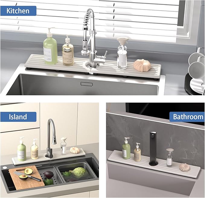 Faucet Mat for Kitchen Sink, Water Absorbent Kitchen Faucet Mat, Durable Sink