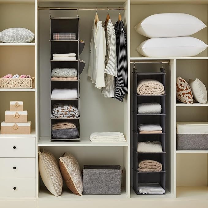 YOUDENOVA Hanging Closet Organizer and Storage, 6-Shelf Closet Hanging Storage
