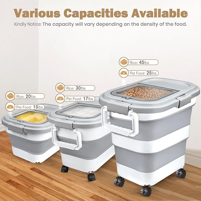 Rice Storage Container, Collapsible Airtight Food Storage Containers 6-20 Lbs