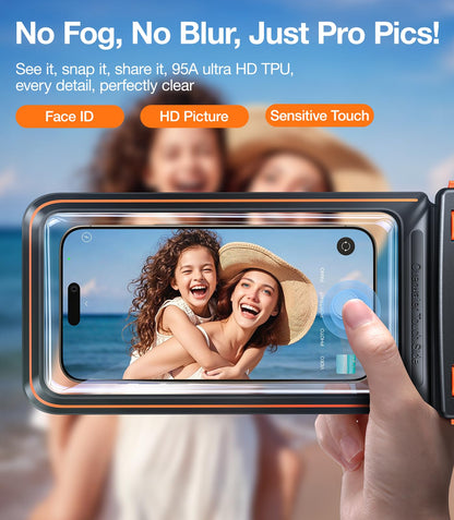 TORRAS 2 Pack IPX8 Waterproof Phone Pouch Floating, Underwater Screen Touchable, Waterproof Phone Case with Lanyard for iPhone 16 Pro Max 15 14 S24, Cell Phone Dry Bag Cruise Essentials 7.0", Black