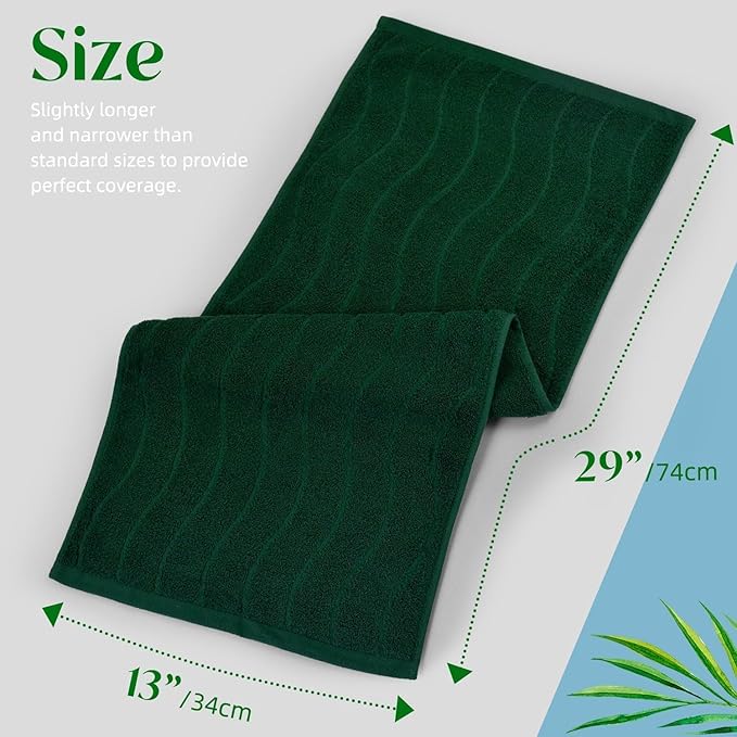 Jacquotha 2-Piece Hand Towels Set in Forest Green, Wavy Striped Jacquard Towels
