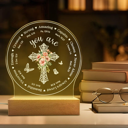 Christian Night Light - Bible Verses Acrylic Night Light for Women - Inspirational Religious Gift Decor for Birthday Christmas