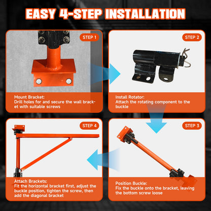 Wall Mount Jib Crane Hoist Bracket, 660lb Load Capacity Heavy Duty Electric Hoist Support Bracket, 180-Degree Rotatable Electric Scaffolding Lift, Ideal Jib Crane Bracket for Efficient Lifting