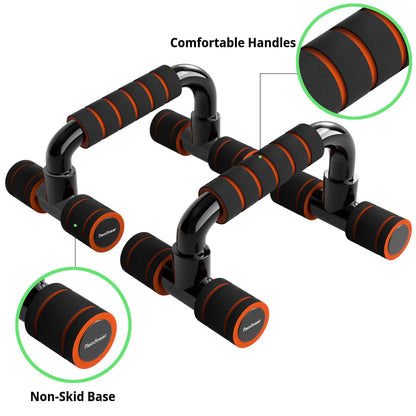 Readaeer Push Up Bars Gym Exercise Equipment Fitness 1 Pair Pushup Handles with Cushioned Foam Grip and Non-Slip Sturdy Structure Push Up Bars for Men & Women (Orange)