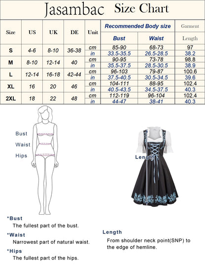 JASAMBAC Women's German Dirndl Dress for Halloween Beer Costumes Size M Color Black