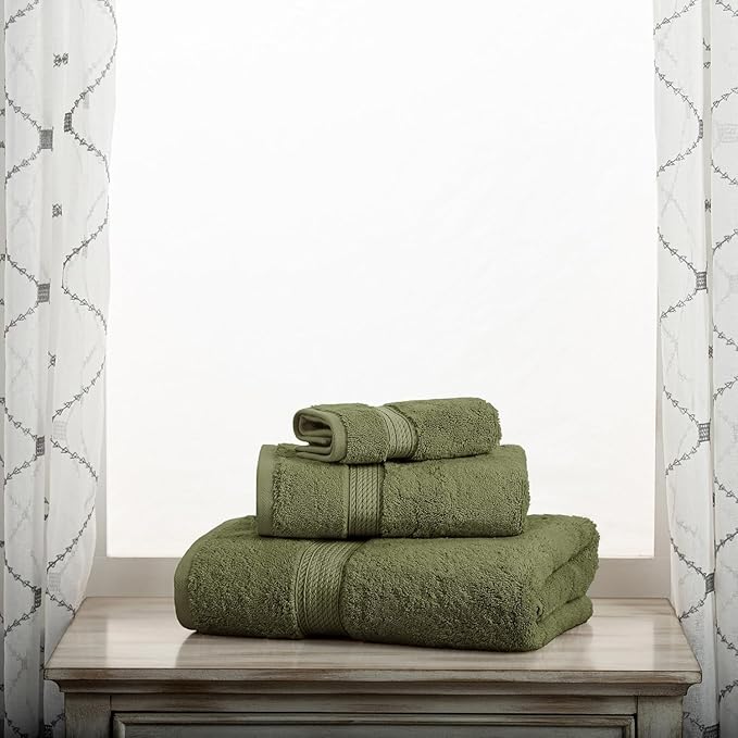 SUPERIOR Egyptian Cotton Pile 3 Piece Towel Set, Includes 1 Bath, 1 Hand