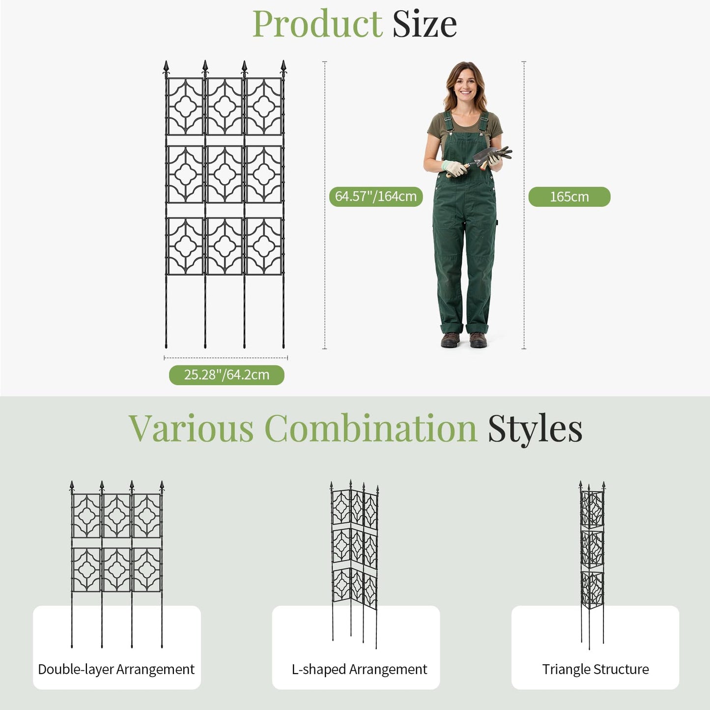 Housolution 64.57×25.28in Garden Trellis for Climbing Plants Outdoor, Plant Trellis Frame with Plastic Coated Iron Tubes for Vines Flowers Vegetable, Plant Climbing Frame Indoor Outdoor